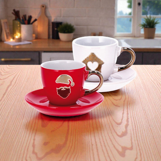 Servizio da Caffè Natale in Ceramica "Dock" per 4 Persone