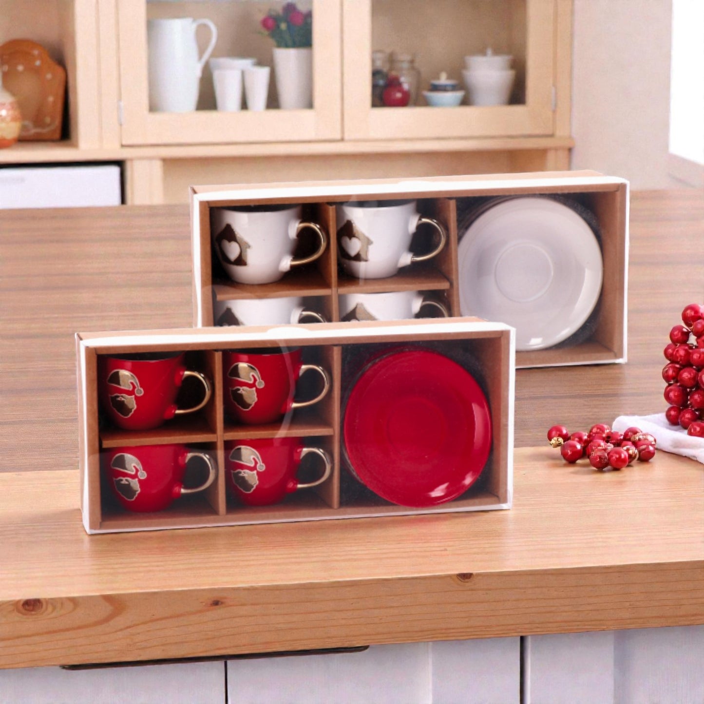 Servizio da Caffè Natale in Ceramica "Dock" per 4 Persone