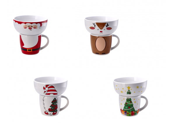Servizio da Colazione Natale in Ceramica - 4 Decori assortiti