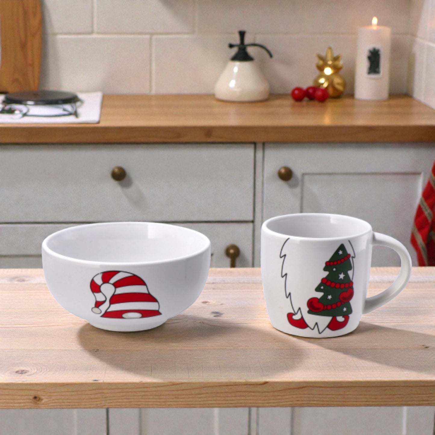Servizio da Colazione Natale in Ceramica - 4 Decori assortiti