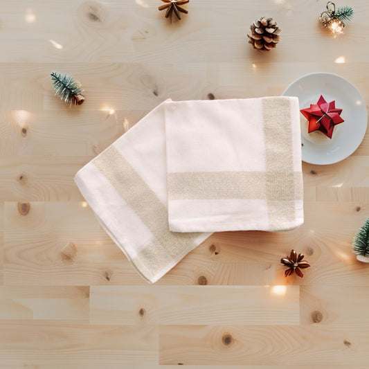Set 2 Tovaglioli di Natale Esper in Cotone - cm. 45 x 45 - Colori Natalizi Rosso e Bianco
