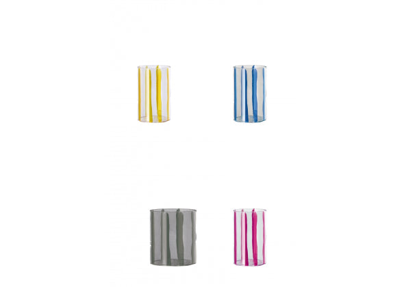 Set 3 bicchieri con strisce colorate. Venduto da Prodomo negozio online di Casalinghi