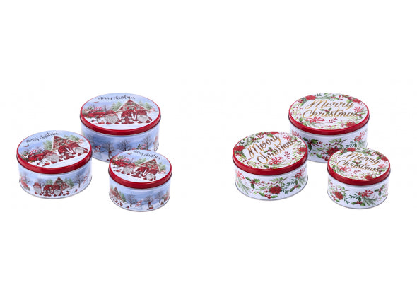 Set 3 Scatole Rotonde in Latta Natale