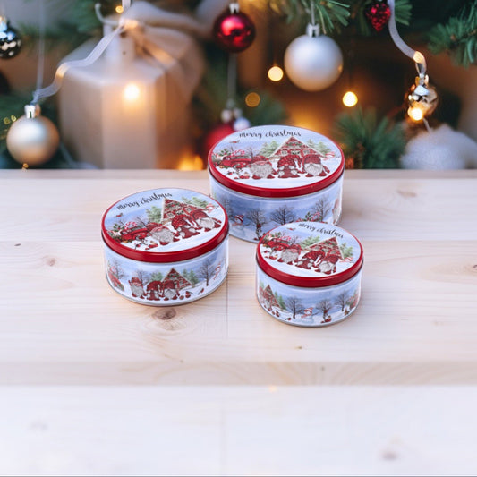 Set 3 Scatole Rotonde in Latta Natale