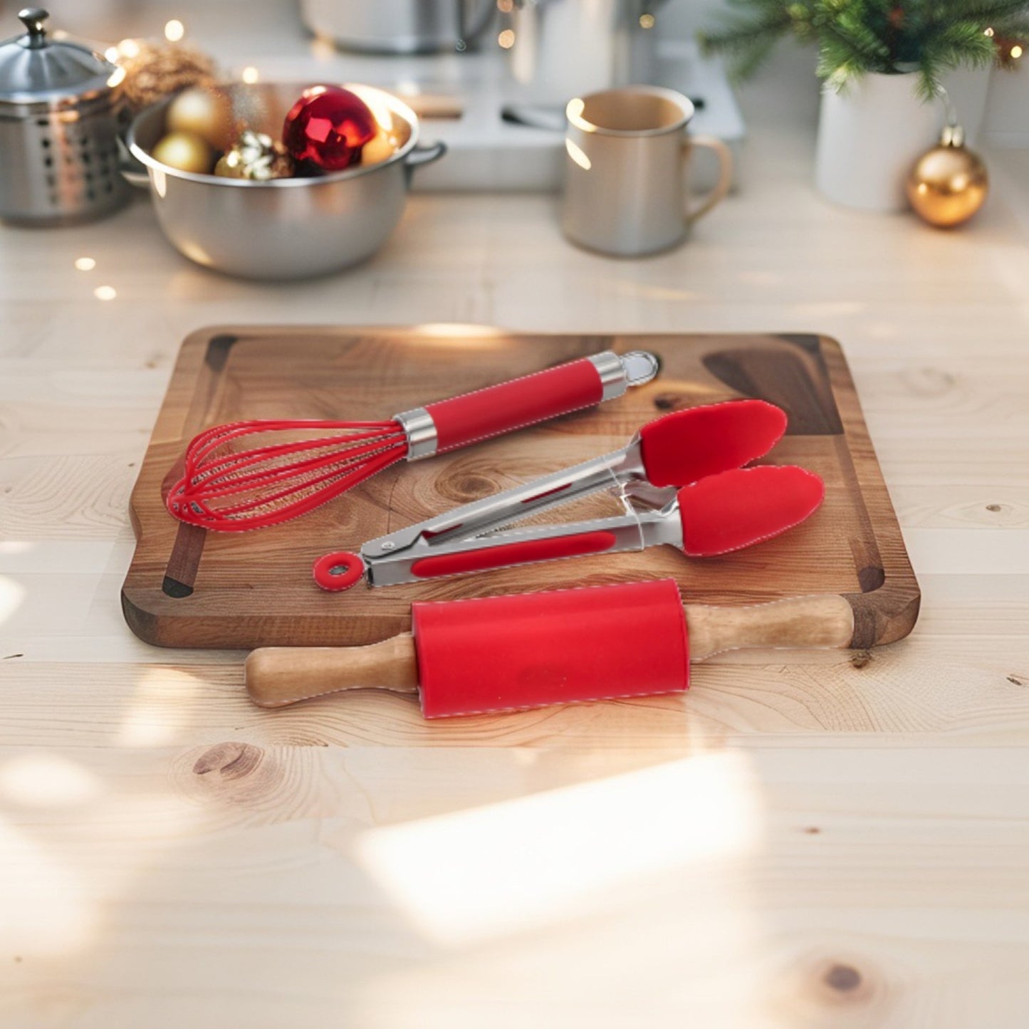 Set 3 Utensili da Cucina Rossi Natale in Silicone