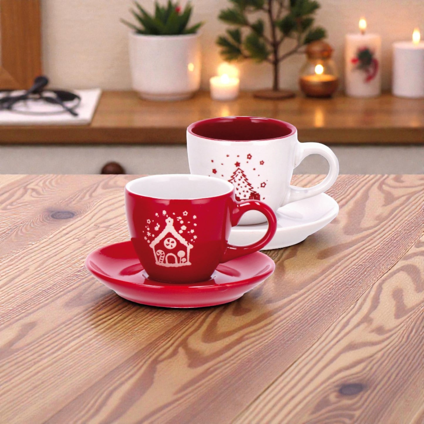 Servizio da Caffè Natale in Ceramica Corby per 4 Persone