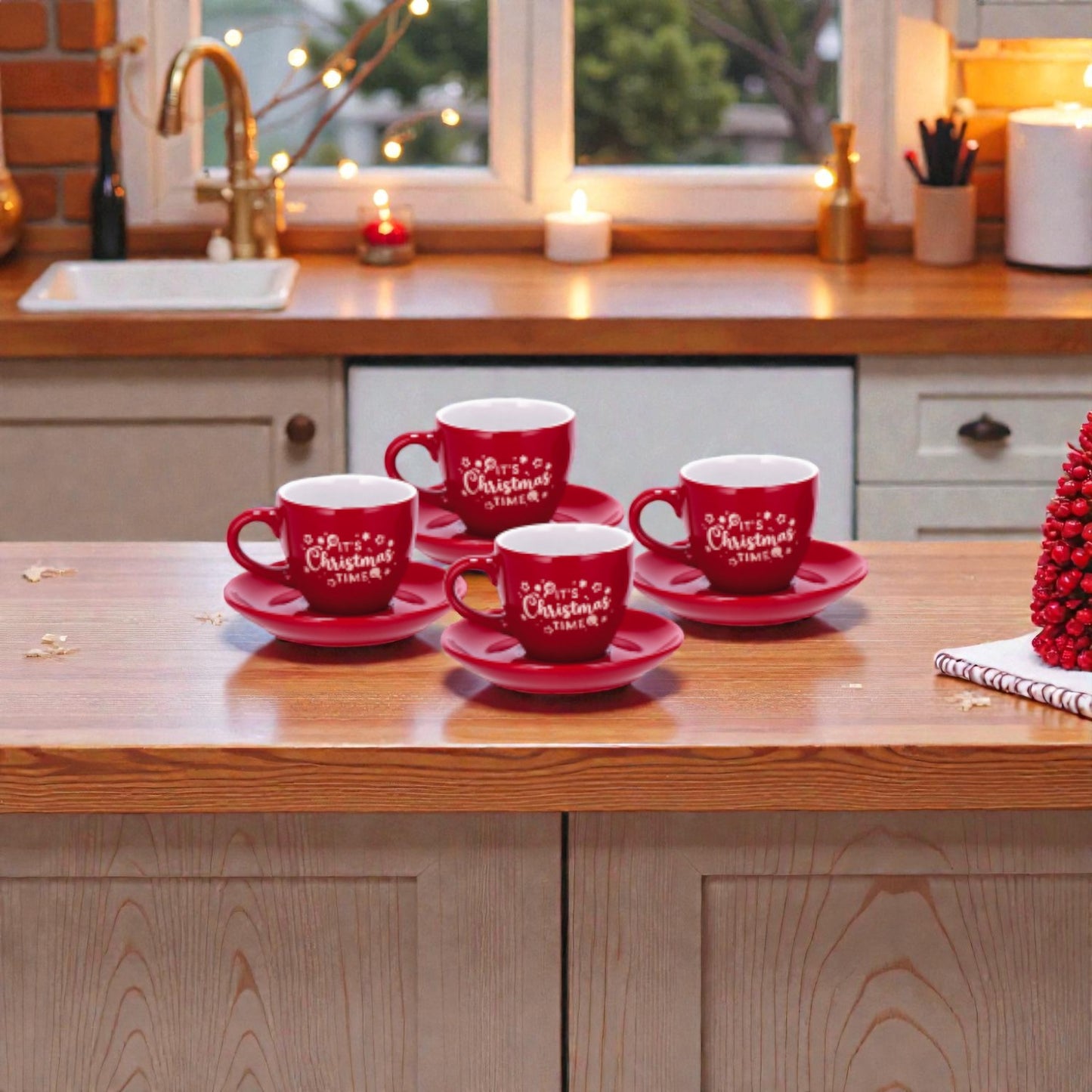 Servizio da Caffè Natale in Ceramica Corby per 4 Persone