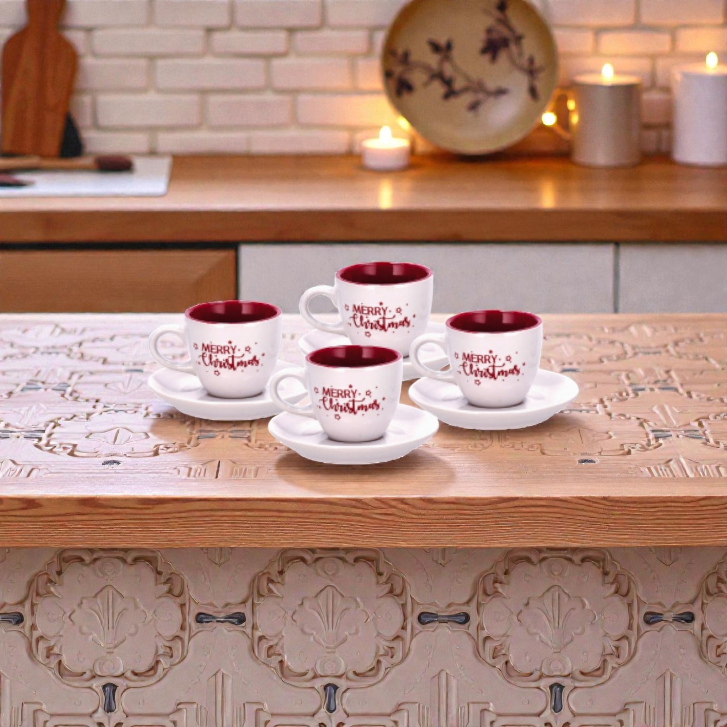 Servizio da Caffè Natale in Ceramica Corby per 4 Persone