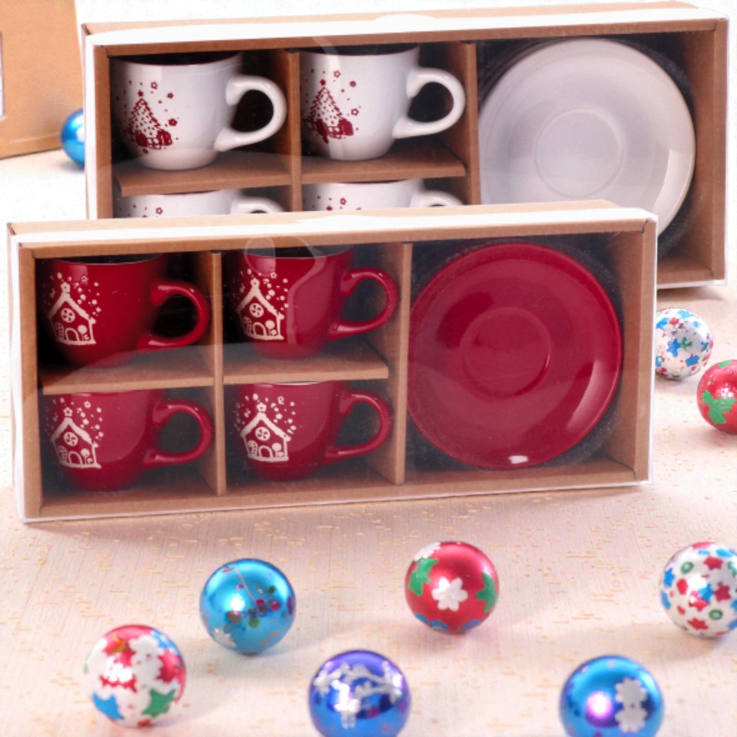 Servizio da Caffè Natale in Ceramica Corby per 4 Persone