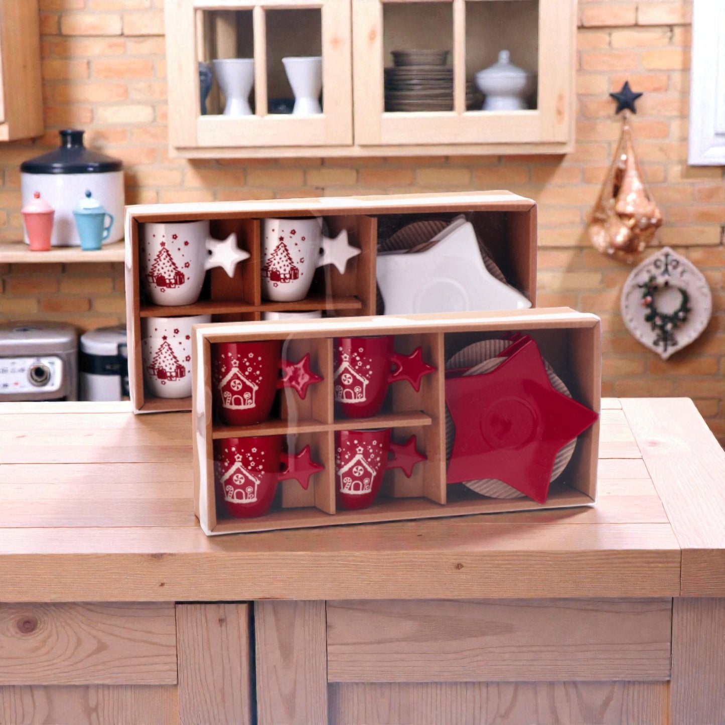 Servizio da Caffè Natale in Ceramica Corby per 4 Persone