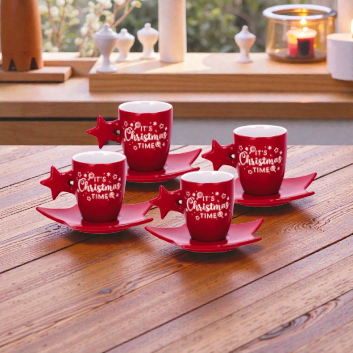 Servizio da Caffè Natale in Ceramica Corby per 4 Persone