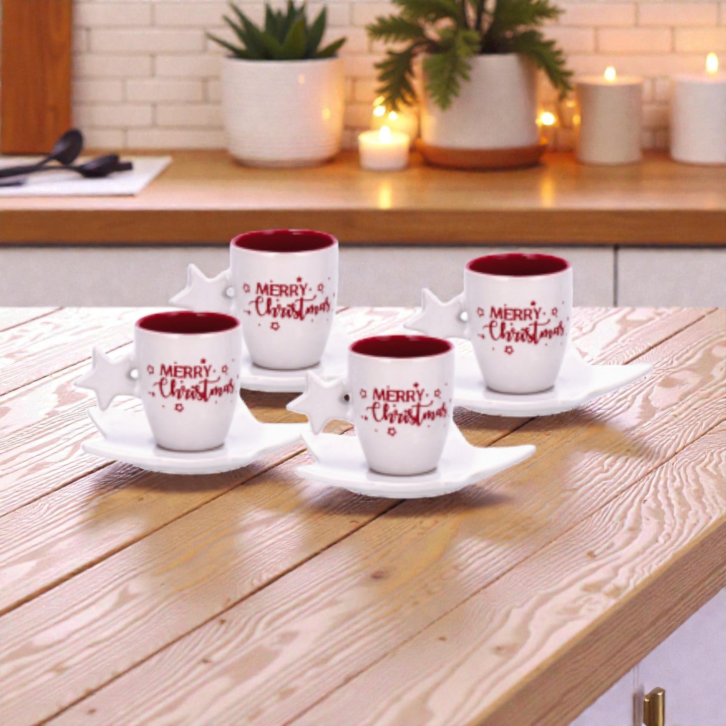 Servizio da Caffè Natale in Ceramica Corby per 4 Persone