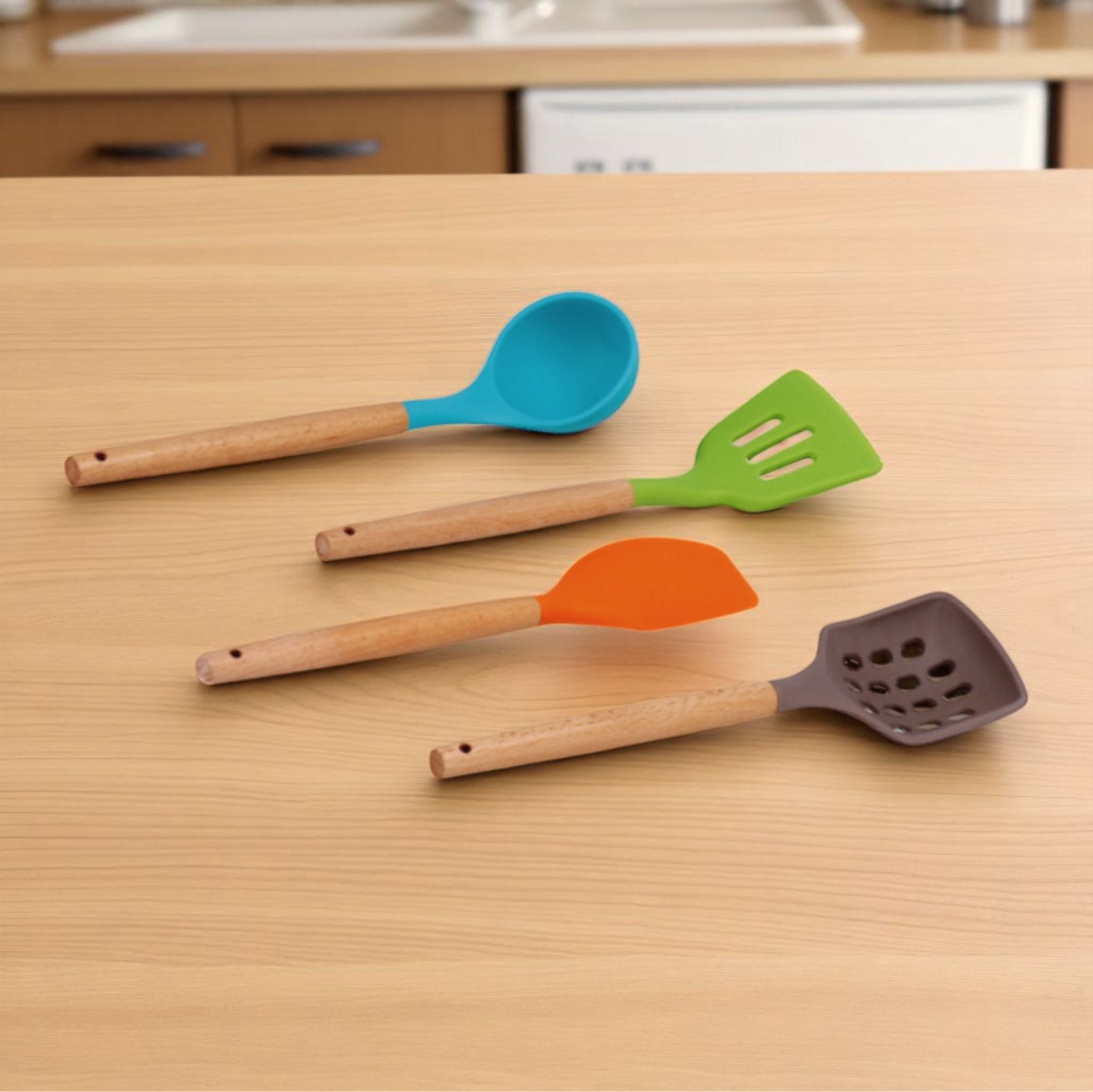Set utensili da cucina in nylon e silicone. Venduto da Prodomo negozio online di Casalinghi