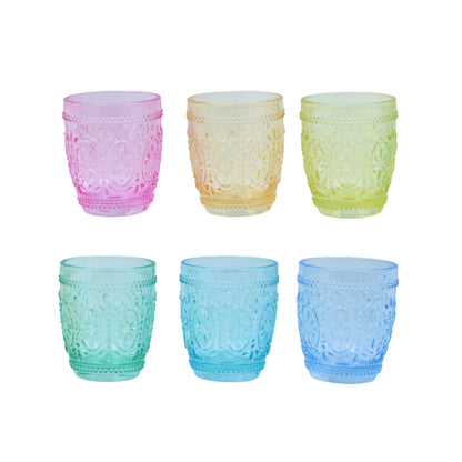 Set 6 Bicchieri Colorati "Montmartre" 300 ml in Vetro - 6 Colori Inclusi
