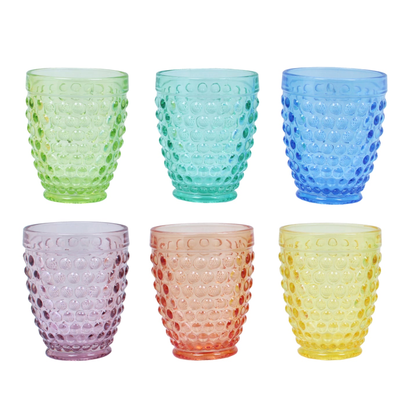 Set 6 Bicchieri Colorati "Versailles" 270 ml in Vetro - 6 Colori Inclusi