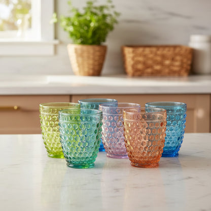 Set 6 Bicchieri Colorati "Versailles" 270 ml in Vetro - 6 Colori Inclusi