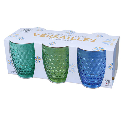 Set 6 Bicchieri Colorati "Versailles" 270 ml in Vetro - 6 Colori Inclusi