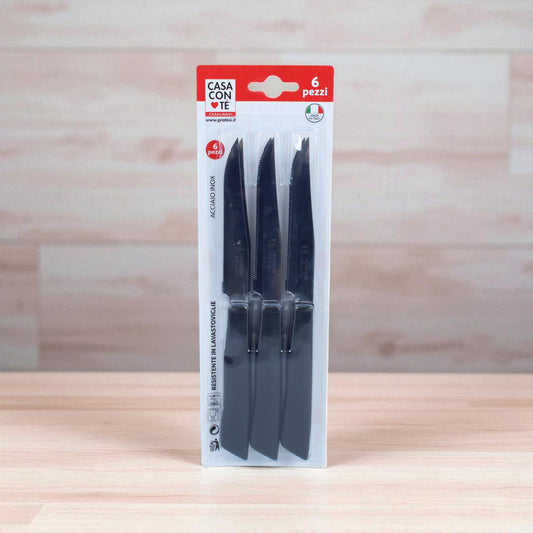 Set 6 Coltelli Bistecca - Lama 11 cm - Nero