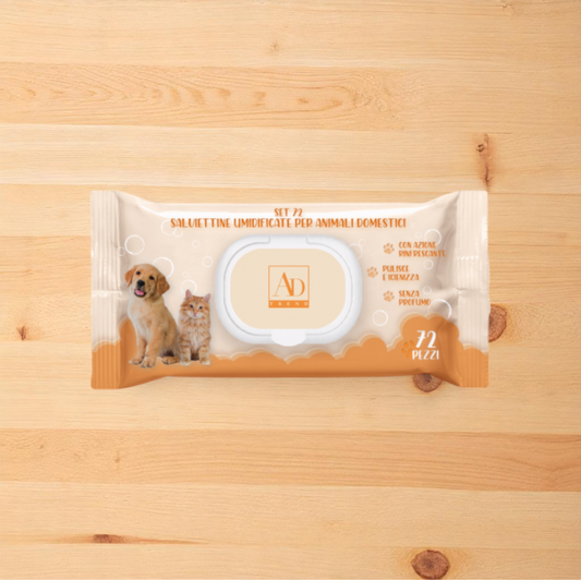 Set 72 salviettine umide per pulizia di animali domestici. Venduto da Prodomo negozio online di Casalinghi