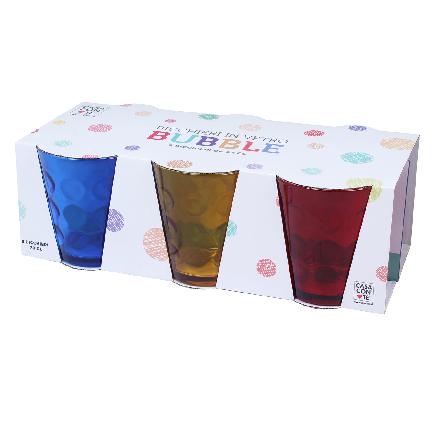 Set 6 Bicchieri Acqua Bubble 320 ml - 6 Colori Inclusi