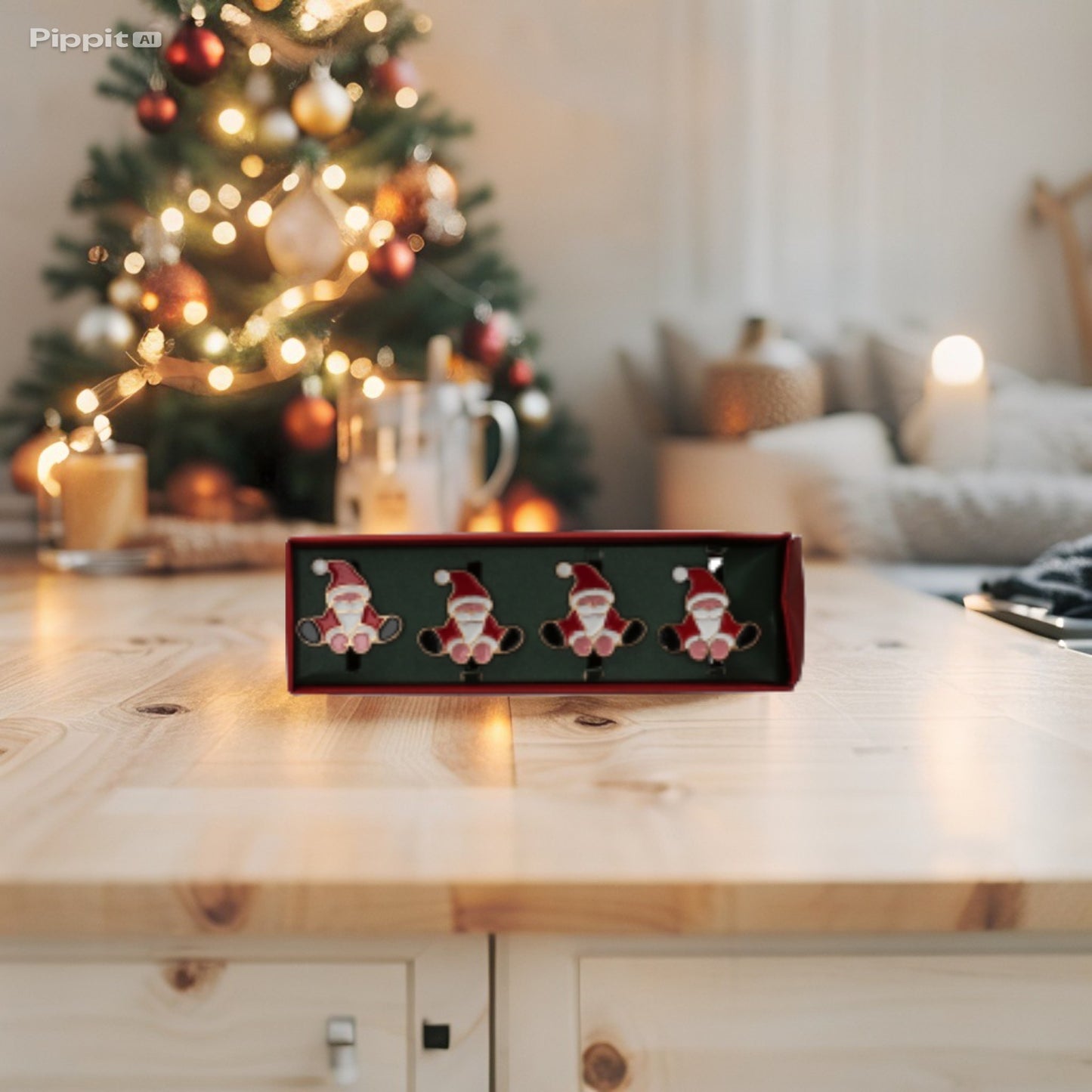 Set 4 Portatovaglioli di Natale in Ferro