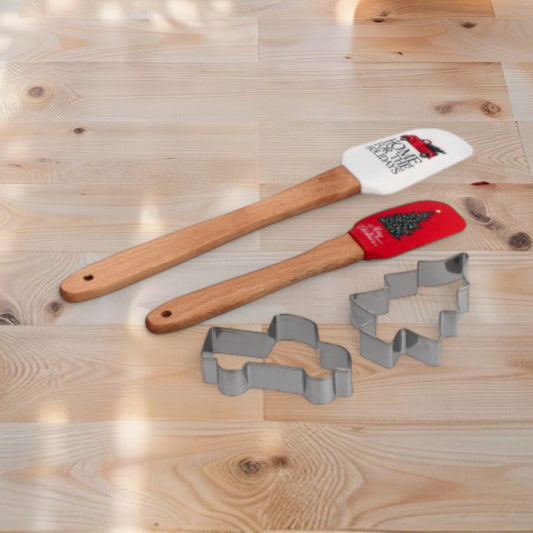 Set 4 Pezzi da Cucina Natale con Spatole e Formine