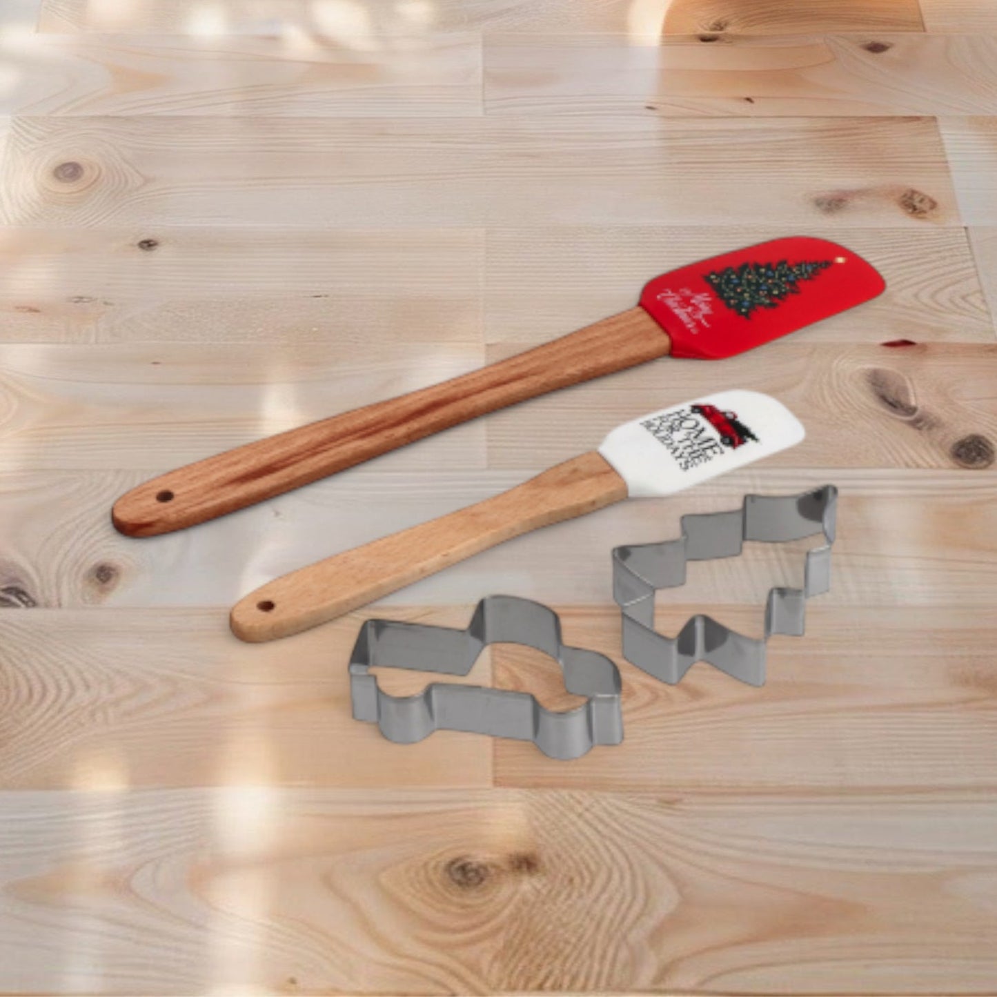 Set 4 Pezzi da Cucina Natale con Spatole e Formine