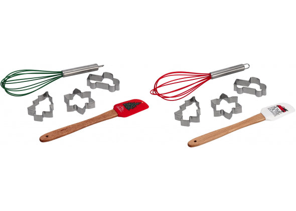 Set 5 Pezzi da Cucina Natale con Spatola, Frusta e Formine