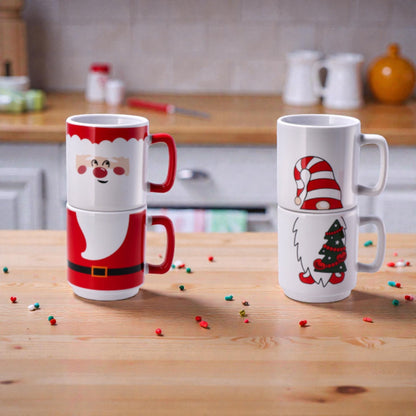 Set 2 Tazze Mug Natale con Decoro Componibile in Ceramica da 330ml