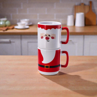 Set 2 Tazze Mug Natale con Decoro Componibile in Ceramica da 330ml