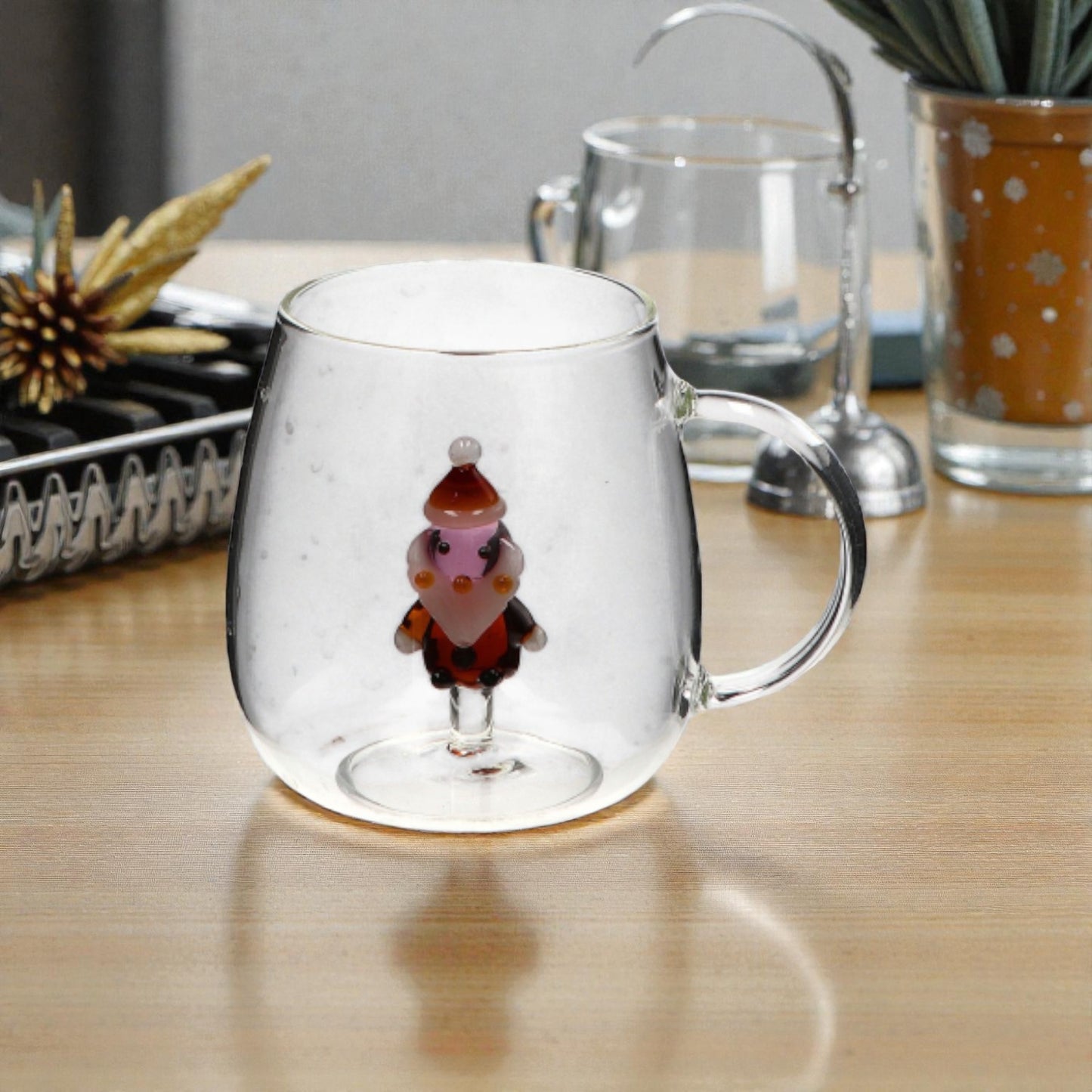 Tazza Natale in Vetro con Figura 3D - Capacità 400ml - 6 Figure assortite
