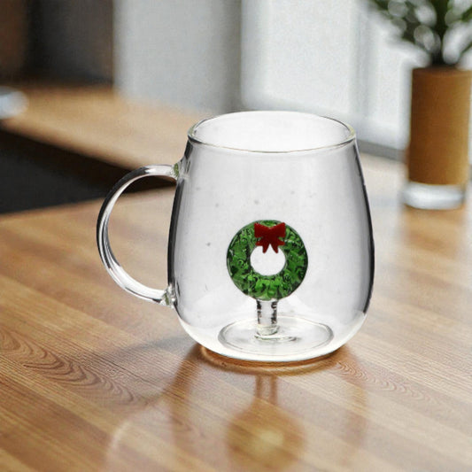 Tazza Natale in Vetro con Figura 3D - Capacità 400ml - 6 Figure assortite