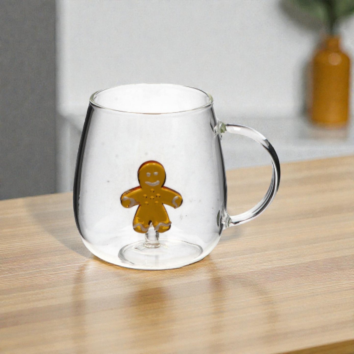 Tazza Natale in Vetro con Figura 3D - Capacità 400ml - 6 Figure assortite