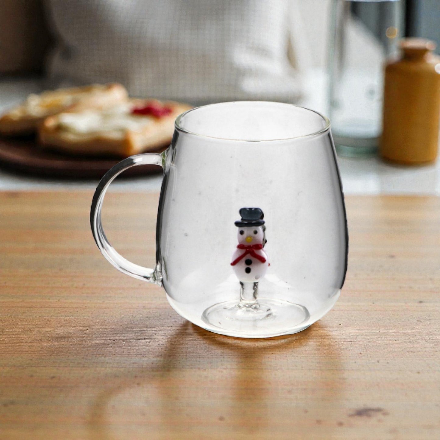Tazza Natale in Vetro con Figura 3D - Capacità 400ml - 6 Figure assortite