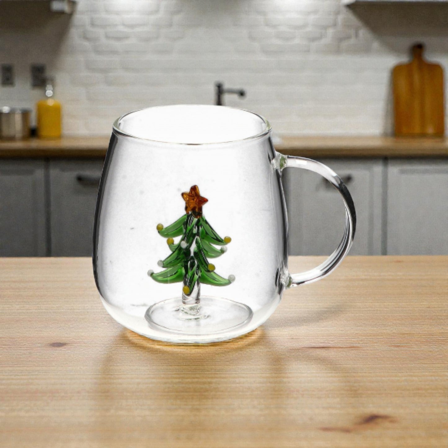 Tazza Natale in Vetro con Figura 3D - Capacità 400ml - 6 Figure assortite