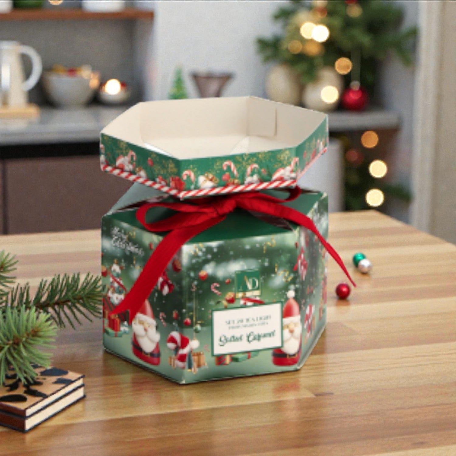 Kit luci per tè tea light di natale, ambientato in una casa accogliente.