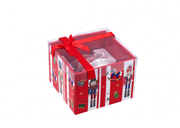 Scatola regalo con fiocco con kit teiera impilable rossa