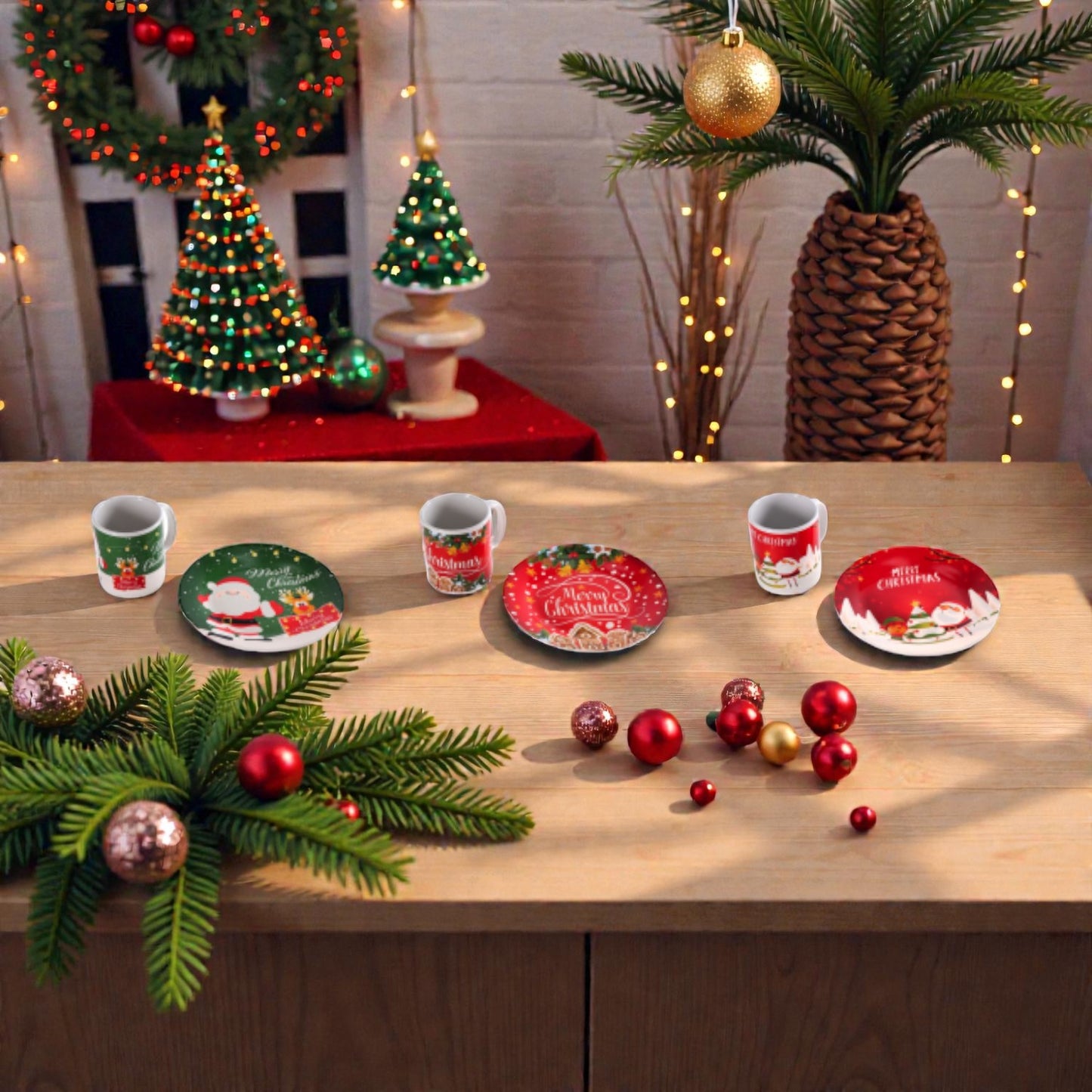 3 set colazione di natale in una casa natalizia