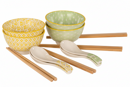 Set Sushi Ramen 12 Pezzi in Ceramica e Bamboo – Kit Completo Cucina Giapponese