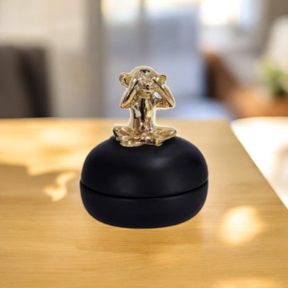 Scatola in Ceramica con Scimmia Decorativa in Resina – 2 Modelli Assortiti