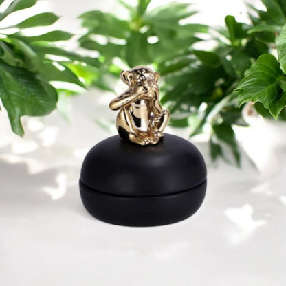 Scatola in Ceramica con Scimmia Decorativa in Resina – 2 Modelli Assortiti