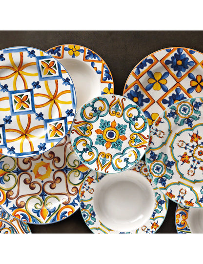 Servizio Piatti 18 Pezzi Medicea New Bone China | Stile Mediterraneo Elegante | Brandani