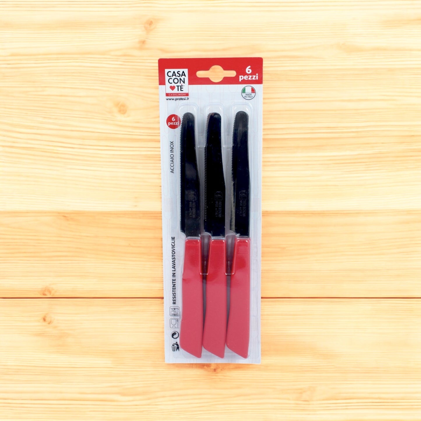 Coltelli da Tavola Casa con Te - Set da 6 Pezzi Rosso