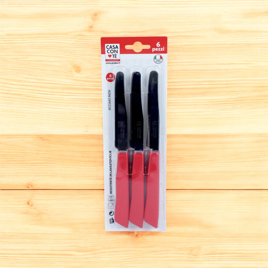 Coltelli da Tavola Casa con Te - Set da 6 Pezzi Rosso