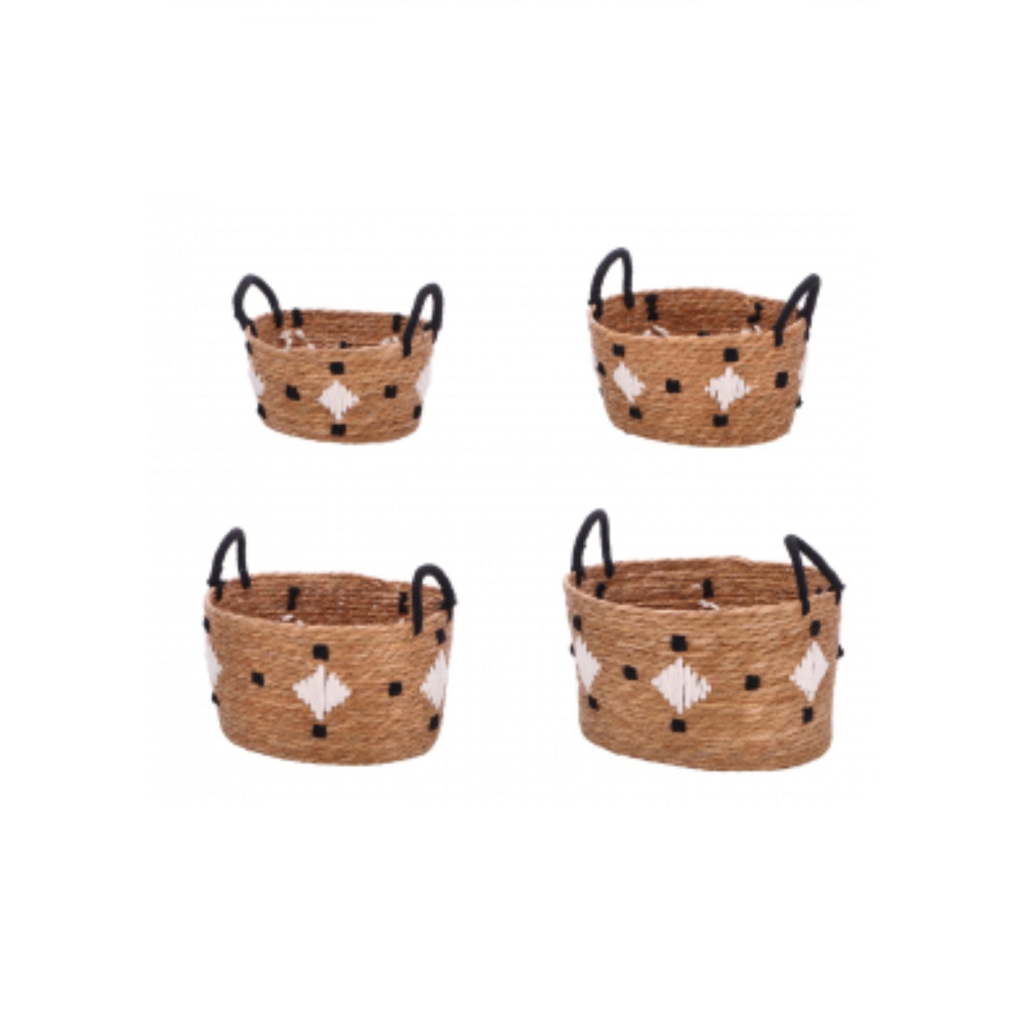Set 4 contenitori ovali Pains in giunco con manici