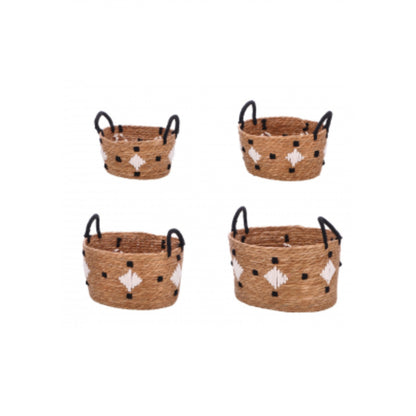 Set 4 contenitori ovali Pains in giunco con manici