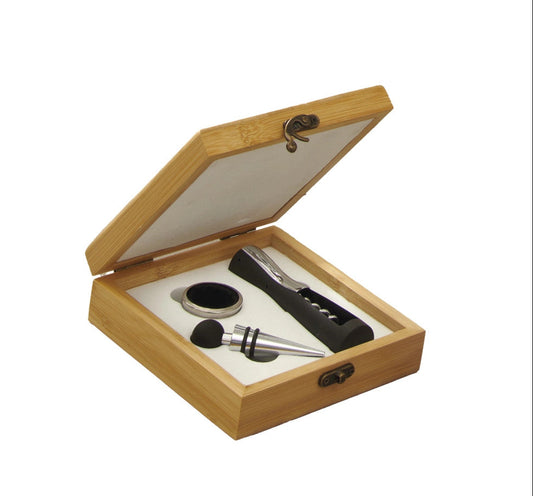 Set Degustazione Vino Brandani 3 Pezzi – Cofanetto Bamboo con Accessori Completi