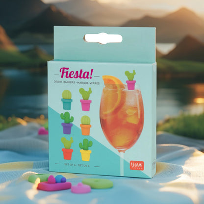 Set of 6 Coaster Markers - Multicolor Cactus - Fiesta!