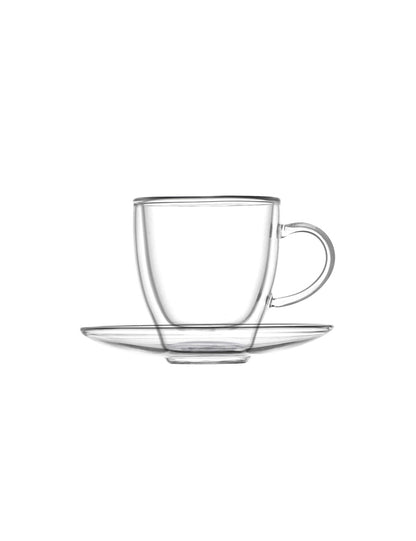 Tazzina caffe double wall glass Brandani - c/piat set 2 pz vetro