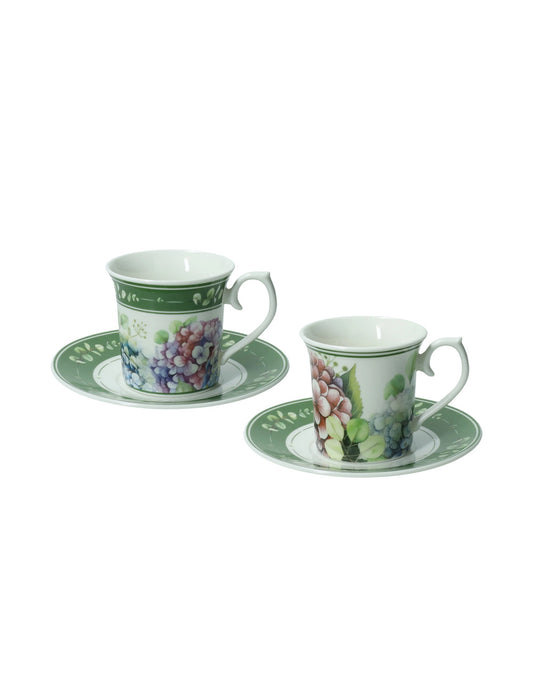 Tazzine Caffè Brandani Flora Set 2 Pezzi in New Bone China – Eleganti con Piattino